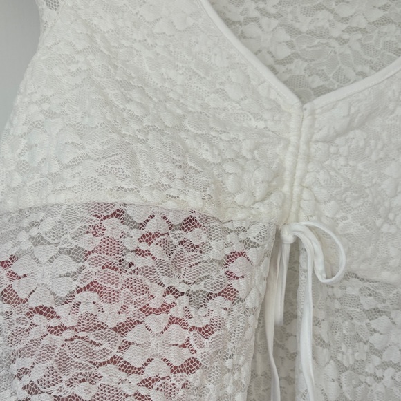 Orange Kiss Women's White Lace Crop Top - Picture 6 of 8